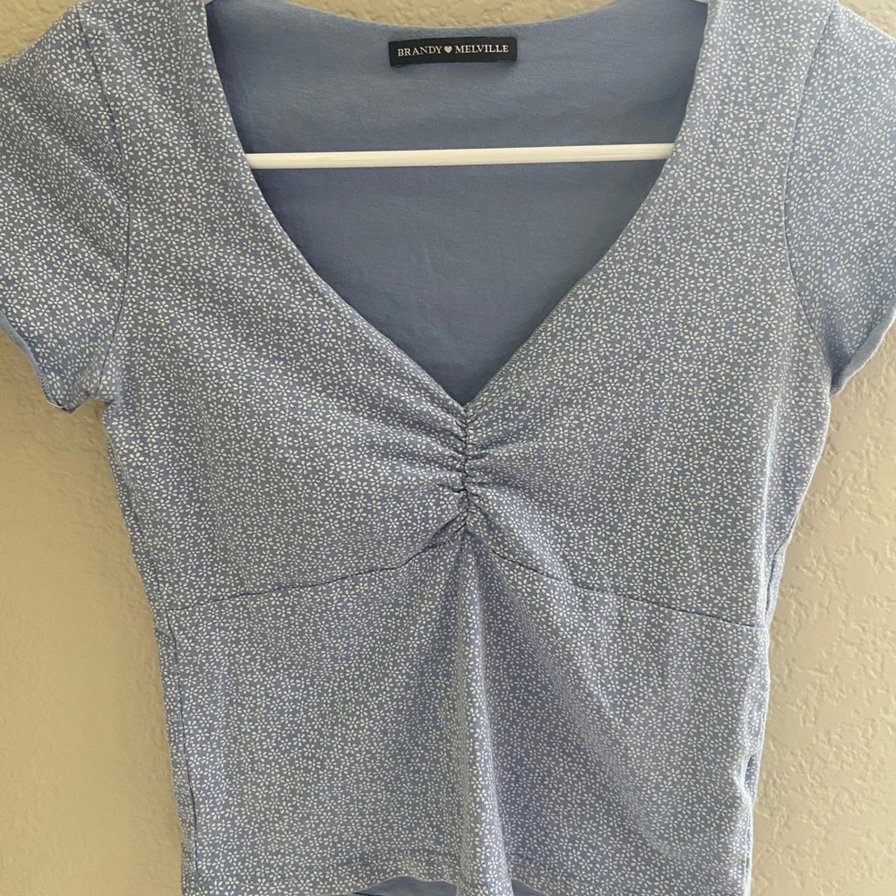 brandy melville blue floral top